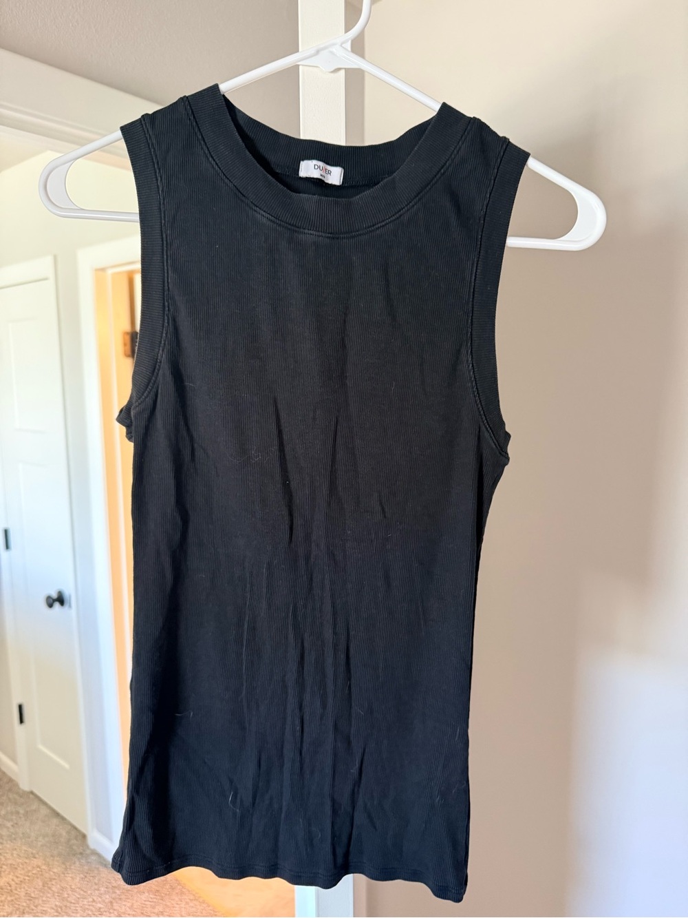 Black Sleeveless Ribbed Tank Top